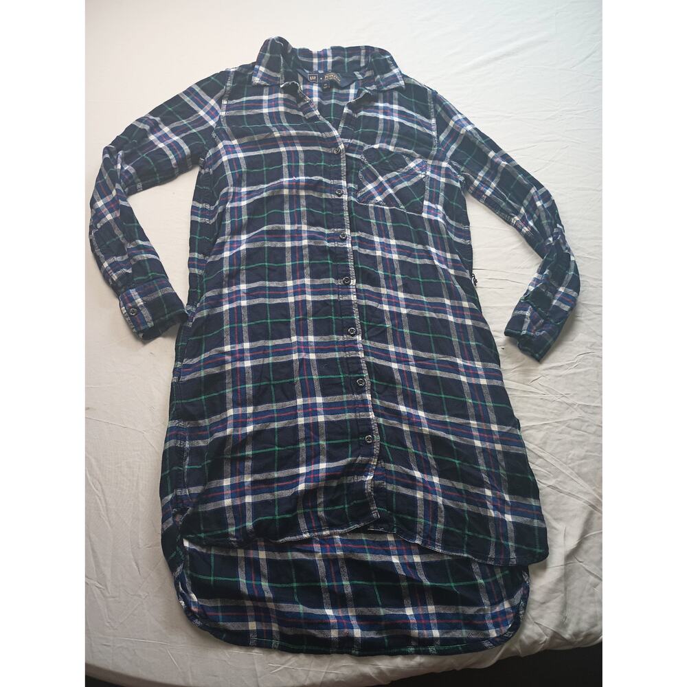 Gap + Pendleton Women's Blue Plaid Long Sleeve Shirtdress Size XS